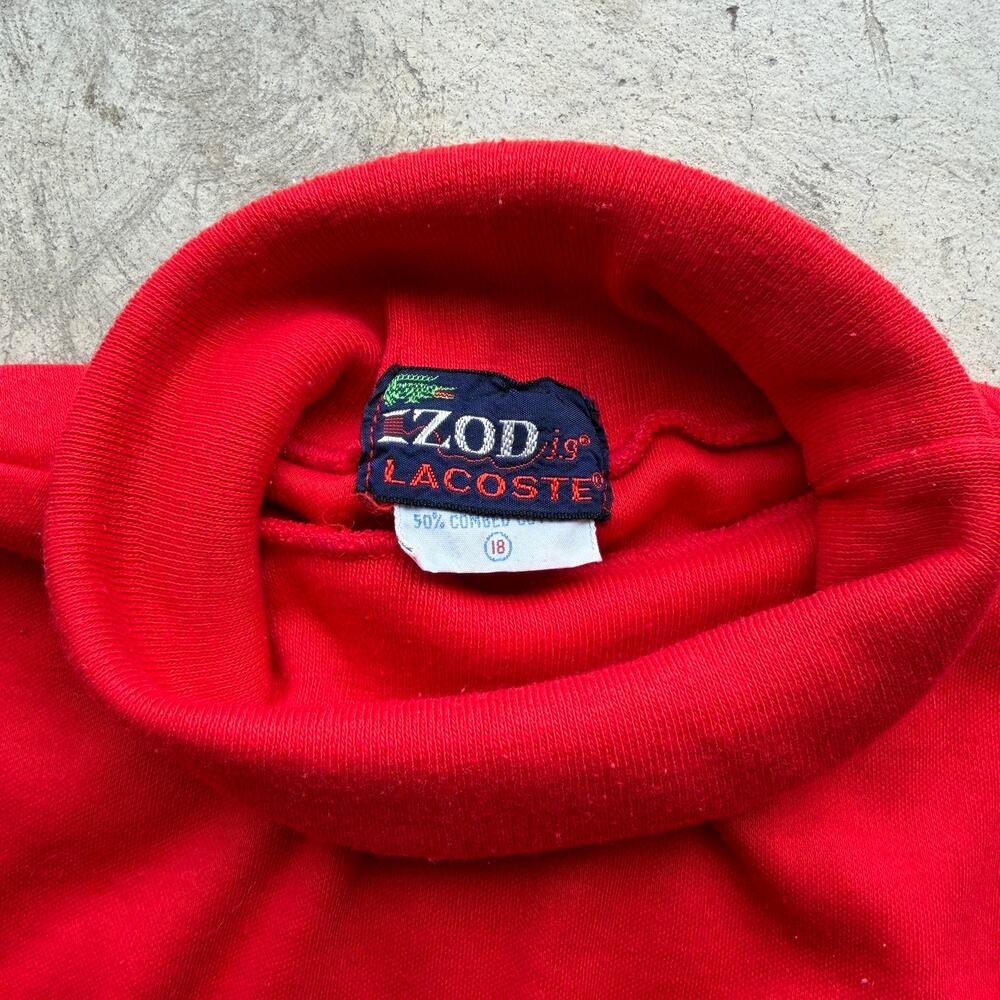 Vintage 80s Izod Lacoste Red Mock Neck Turtleneck Long Sleeve Shirt